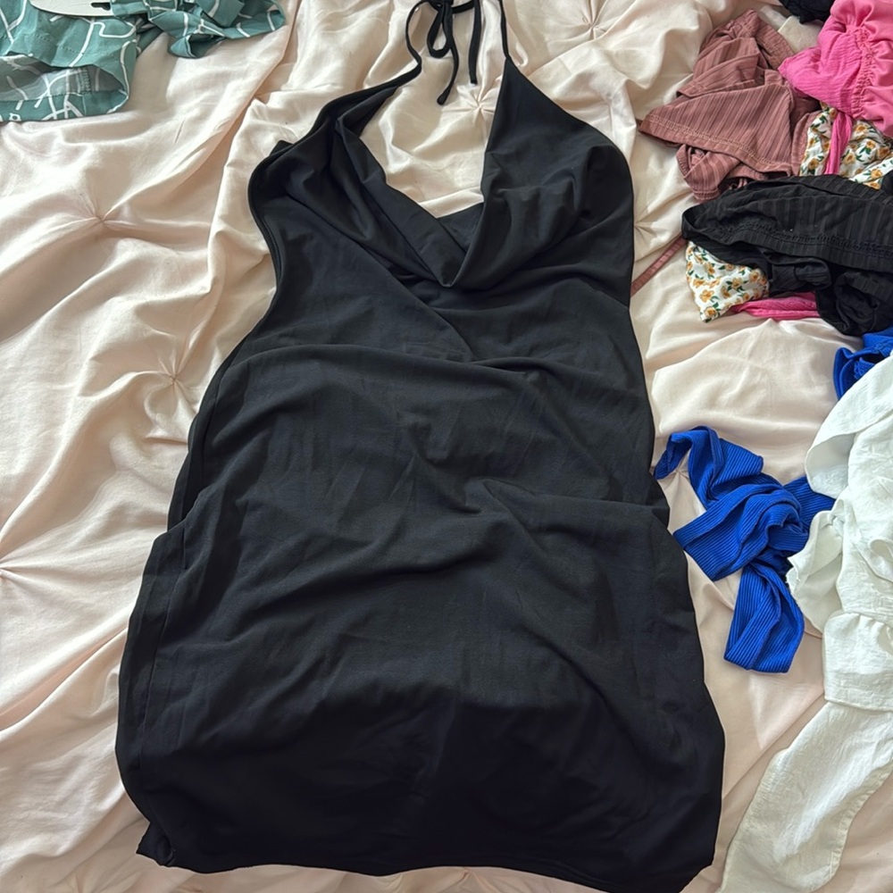 Backless black dress